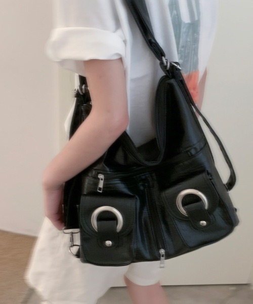 Bz】合成皮革2WAYショルダーバッグ/Y2K リュック（MA/EK109）（バック