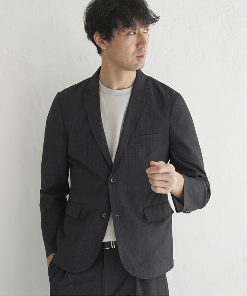 IKKA LOUNGE(イッカラウンジ)の「【セットアップ対応】ブラックドットサッカーライトジャケット(テーラードジャケット・メンズ・ネイビー/チャコールグレー・M/L/XL)」の17枚目の写真