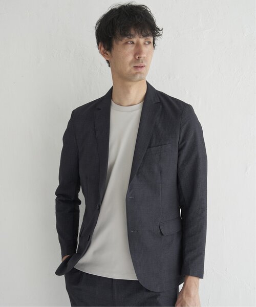 IKKA LOUNGE(イッカラウンジ)の「【セットアップ対応】ブラックドットサッカーライトジャケット(テーラードジャケット・メンズ・ネイビー/チャコールグレー・M/L/XL)」の20枚目の写真