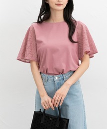 VALENTINO ピンク レース 半袖トップス ヴァレンティノ レース 半袖 シャツ トップス 薄ピンク オーバー