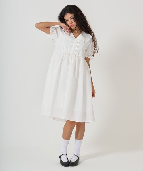 TINA:JOJUN(ティーナジョジュン)の「2WAY パフスリーブギャザーワンピース TINA:JOJUN(ワンピース・レディース・ホワイト/クリーム・M)」の4枚目の写真