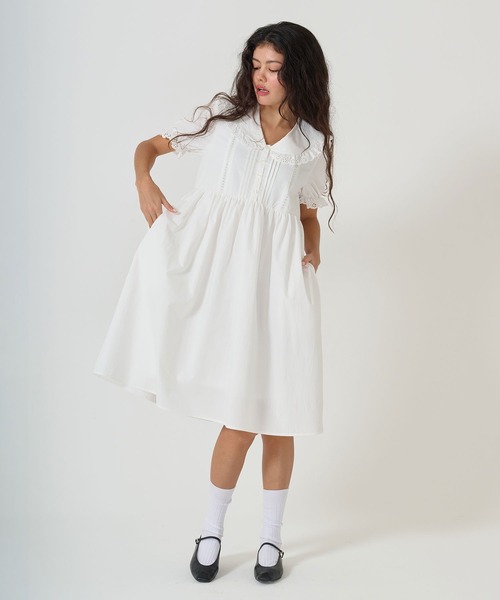 TINA:JOJUN(ティーナジョジュン)の「2WAY パフスリーブギャザーワンピース TINA:JOJUN(ワンピース・レディース・ホワイト/クリーム・M)」の6枚目の写真