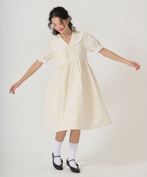 TINA:JOJUN(ティーナジョジュン)の「2WAY パフスリーブギャザーワンピース TINA:JOJUN(ワンピース・レディース・ホワイト/クリーム・M)」の12枚目の写真