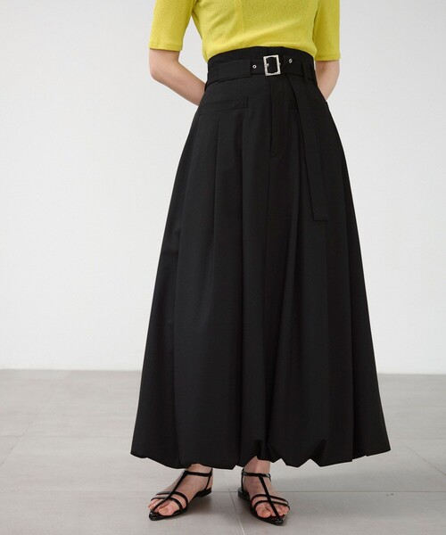 タックプリーツバルーンスカート｜ストレッチ/接触冷感/抗