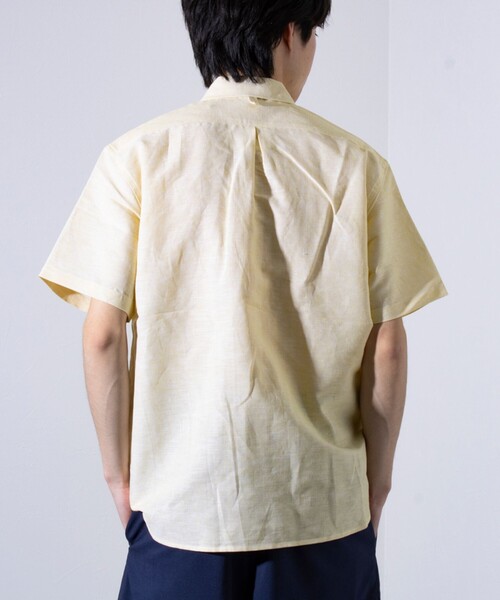 GEVACO(ゲバコ)の「【GEVACO/ゲバコ】コットンリネン プルオーバーシャツ ワンポイントロゴ ストライプ(シャツ/ブラウス・メンズ・イエロー/ブルー/ベージュ/ブラック・S/M/L)」の10枚目の写真