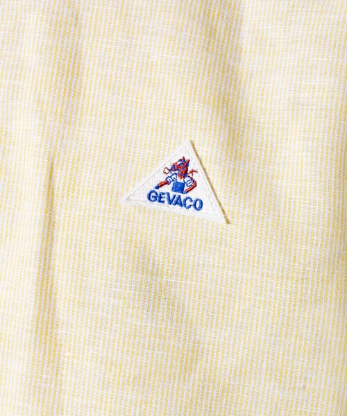 GEVACO(ゲバコ)の「【GEVACO/ゲバコ】コットンリネン プルオーバーシャツ ワンポイントロゴ ストライプ(シャツ/ブラウス・メンズ・イエロー/ブルー/ベージュ/ブラック・S/M/L)」の13枚目の写真