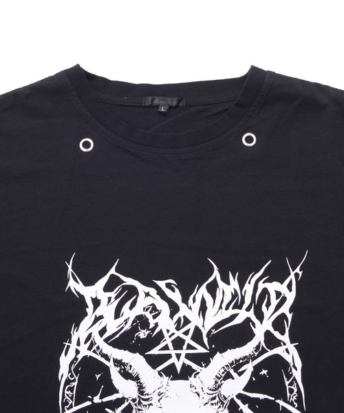 tシャツ 「チェーンネックレス付き」オンブレチェック フェイクレイヤード Y2K トライバルロゴ ロングTシャツ レディース メンズ Revo.（レボ）の「【チェーンネックレス付き】オンブレチェック