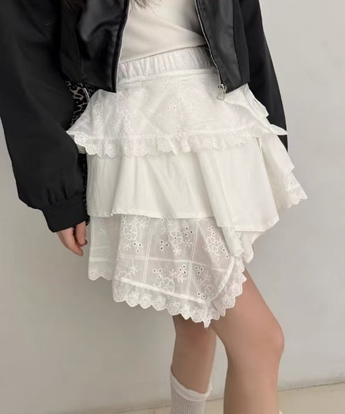 【未使用】★コムデギャルソン★コットンスカート　フリル　ティアード　レース COMME des GARCONS GIRL コム デ ギャルソン ガール 21SS