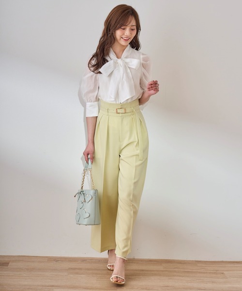 31 Sons de mode(トランテアン ソン ドゥ モード)の「2026SS新色 ベルト付きカラーワイドパンツ(その他パンツ・レディース・オフホワイト/ピンク/ライトグリーン/ライトグレー/アイボリー/イエロー/ブラック・36/38/S/M)」の19枚目の写真