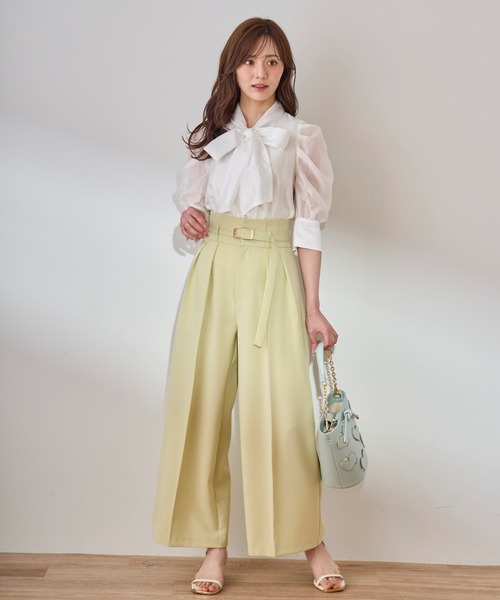 31 Sons de mode(トランテアン ソン ドゥ モード)の「2026SS新色 ベルト付きカラーワイドパンツ(その他パンツ・レディース・オフホワイト/ピンク/ライトグリーン/ライトグレー/アイボリー/イエロー/ブラック・36/38/S/M)」の21枚目の写真