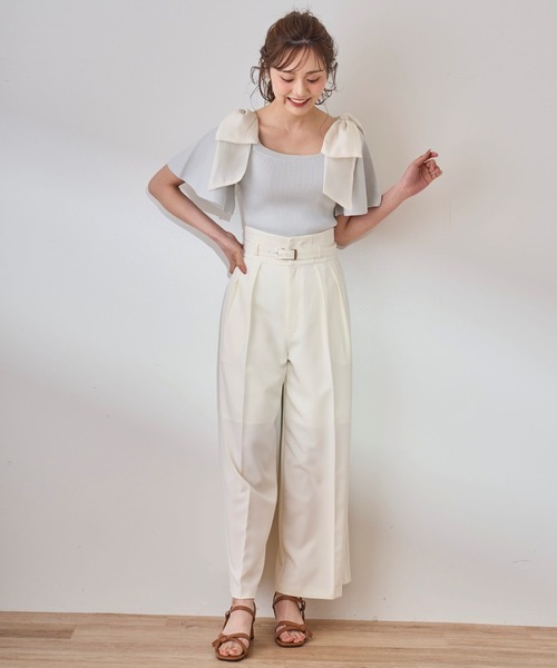 31 Sons de mode(トランテアン ソン ドゥ モード)の「2026SS新色 ベルト付きカラーワイドパンツ(その他パンツ・レディース・オフホワイト/ピンク/ライトグリーン/ライトグレー/アイボリー/イエロー/ブラック・36/38/S/M)」の13枚目の写真