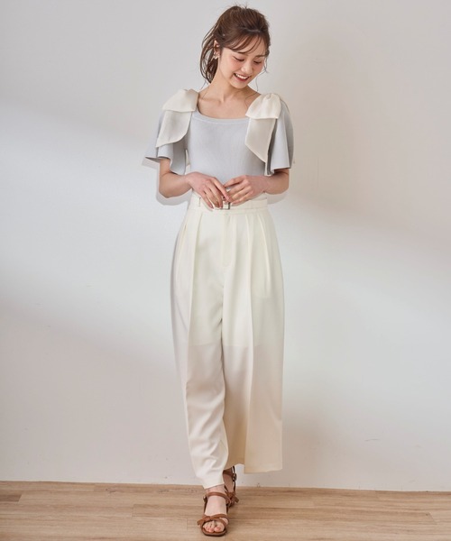 31 Sons de mode(トランテアン ソン ドゥ モード)の「2026SS新色 ベルト付きカラーワイドパンツ(その他パンツ・レディース・オフホワイト/ピンク/ライトグリーン/ライトグレー/アイボリー/イエロー/ブラック・36/38/S/M)」の15枚目の写真