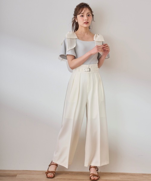 31 Sons de mode(トランテアン ソン ドゥ モード)の「2026SS新色 ベルト付きカラーワイドパンツ(その他パンツ・レディース・オフホワイト/ピンク/ライトグリーン/ライトグレー/アイボリー/イエロー/ブラック・36/38/S/M)」の9枚目の写真