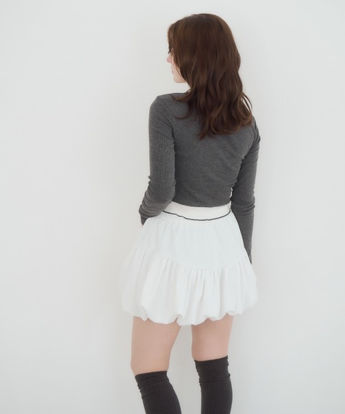 mellowneon(メロウネオン)の「レイヤードライククロップカットソー(Tシャツ/カットソー・レディース・ネイビー/アイボリー/チャコールグレー・FREE)」の12枚目の写真