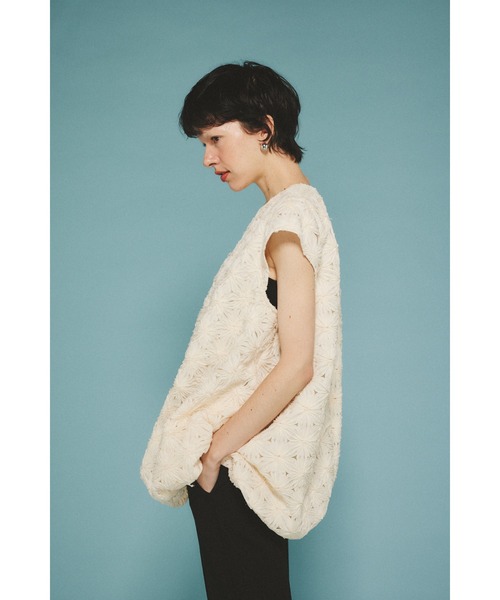 Flower lace A-line tops フラワーレースAライントップス（T