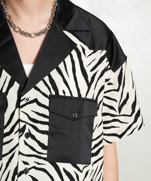 Forte（フォルテ）（フォルテ）の「Animal Design Open Collar Shirt/デザインオープンカラーシャツ/ドレープ/開襟（シャツ/ブラウス・メンズ・ホワイト/ブラウン・MEDIUM/LARGE）」の15枚目の写真