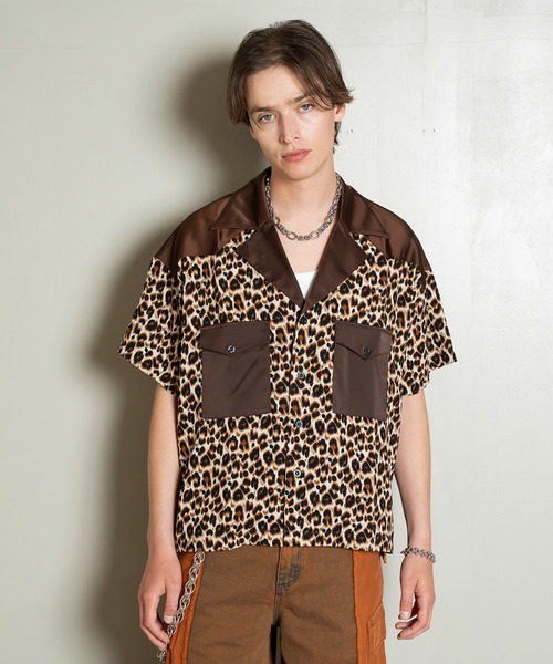 【​限​定​販​売​】 Animal Shirt/デザインオープンカラーシャツ Collar Open Design メンズウェア