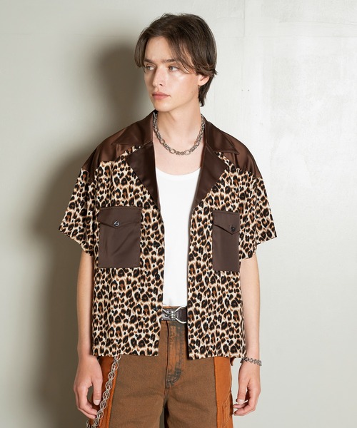 Forte（フォルテ）（フォルテ）の「Animal Design Open Collar Shirt/デザインオープンカラーシャツ/ドレープ/開襟（シャツ/ブラウス・メンズ・ホワイト/ブラウン・MEDIUM/LARGE）」の5枚目の写真