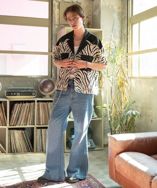 Forte（フォルテ）（フォルテ）の「Animal Design Open Collar Shirt/デザインオープンカラーシャツ/ドレープ/開襟（シャツ/ブラウス・メンズ・ホワイト/ブラウン・MEDIUM/LARGE）」の4枚目の写真
