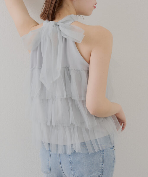 Chico（チコ）の「チュールティアードアメスリブラウス（シャツ/ブラウス・レディース・ホワイト/ピンク/ブルー・FREE）」の3枚目の写真