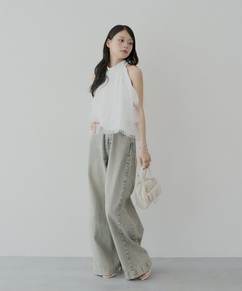 Chico（チコ）の「チュールティアードアメスリブラウス（シャツ