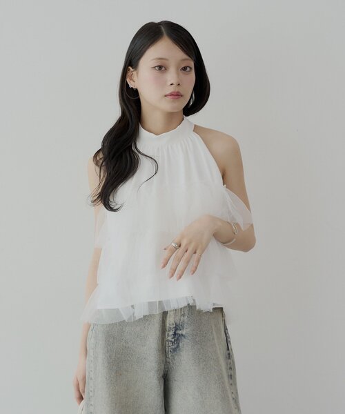 Chico（チコ）の「チュールティアードアメスリブラウス（シャツ/ブラウス・レディース・ホワイト/ピンク/ブルー・FREE）」の9枚目の写真