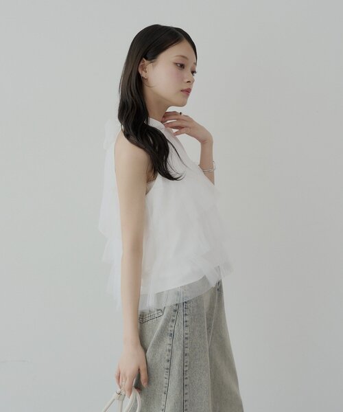 Chico（チコ）の「チュールティアードアメスリブラウス（シャツ/ブラウス・レディース・ホワイト/ピンク/ブルー・FREE）」の10枚目の写真