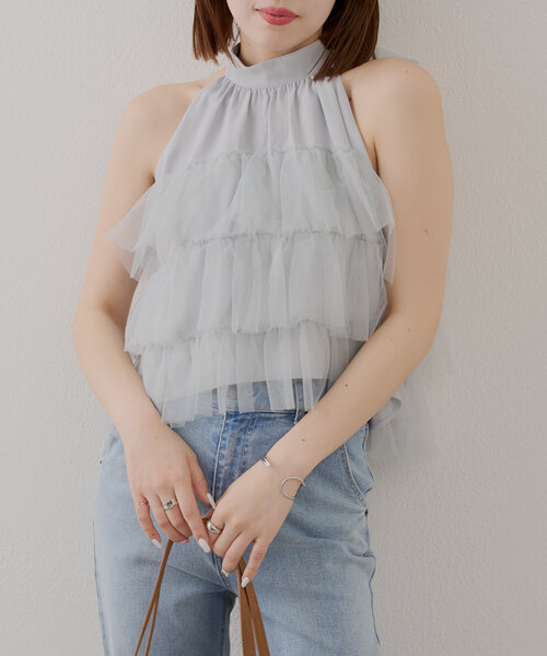 Chico（チコ）の「チュールティアードアメスリブラウス（シャツ/ブラウス・レディース・ホワイト/ピンク/ブルー・FREE）」の21枚目の写真