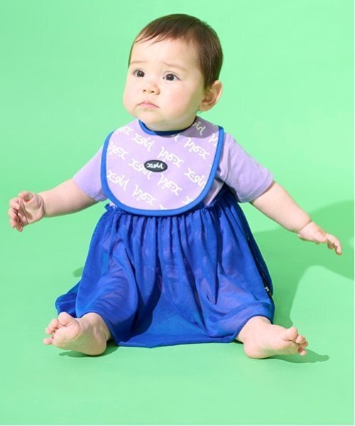 X-girl Stages(エックスガールステージス)の「ナンバリングワンピース風半袖ロンパース(ロンパース・キッズ・ラベンダー/オフホワイト・70cm)」の1枚目の写真