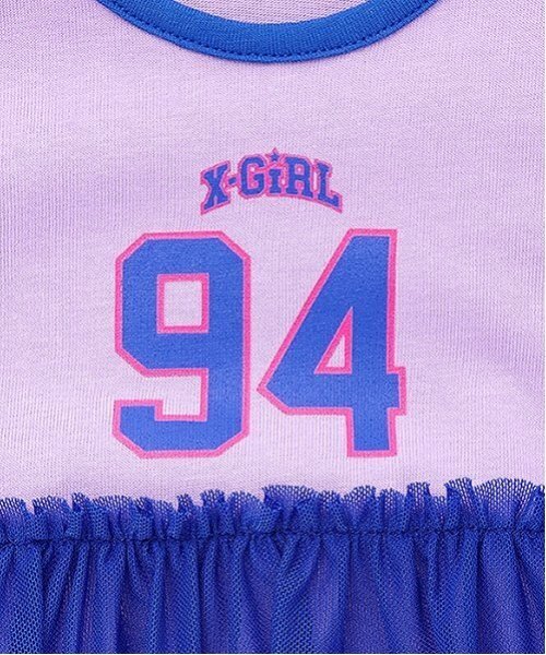 X-girl Stages(エックスガールステージス)の「ナンバリングワンピース風半袖ロンパース(ロンパース・キッズ・ラベンダー/オフホワイト・70cm)」の16枚目の写真