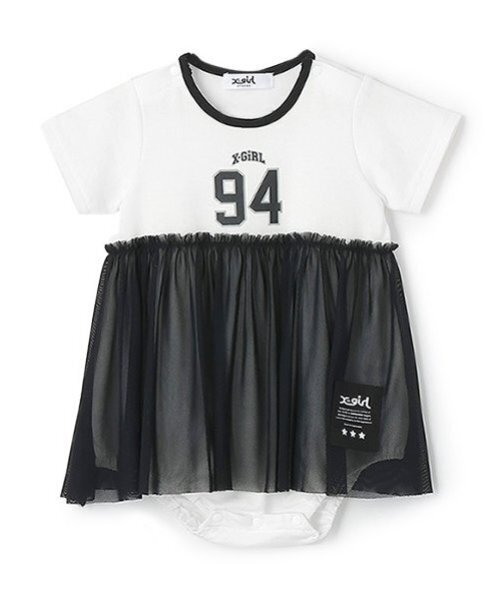 X-girl Stages(エックスガールステージス)の「ナンバリングワンピース風半袖ロンパース(ロンパース・キッズ・ラベンダー/オフホワイト・70cm)」の7枚目の写真