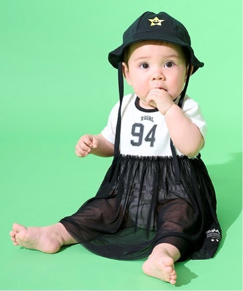 X-girl Stages(エックスガールステージス)の「ナンバリングワンピース風半袖ロンパース(ロンパース・キッズ・ラベンダー/オフホワイト・70cm)」の6枚目の写真