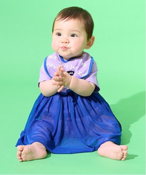 X-girl Stages(エックスガールステージス)の「ナンバリングワンピース風半袖ロンパース(ロンパース・キッズ・ラベンダー/オフホワイト・70cm)」の5枚目の写真