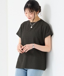 SMILE LAND | ＜大きいサイズ＞ドライタッチぽこぽこジャガードカットソーゆるシルエットプルオーバー（吸汗速乾・UVカット）(Tシャツ/カットソー)