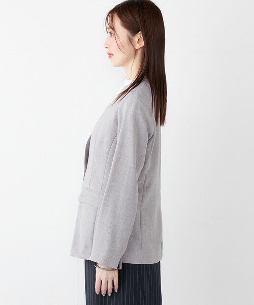 SHIPS Colors:〈手洗い可能〉リネンライク 1B ジャケット（ノーカラー