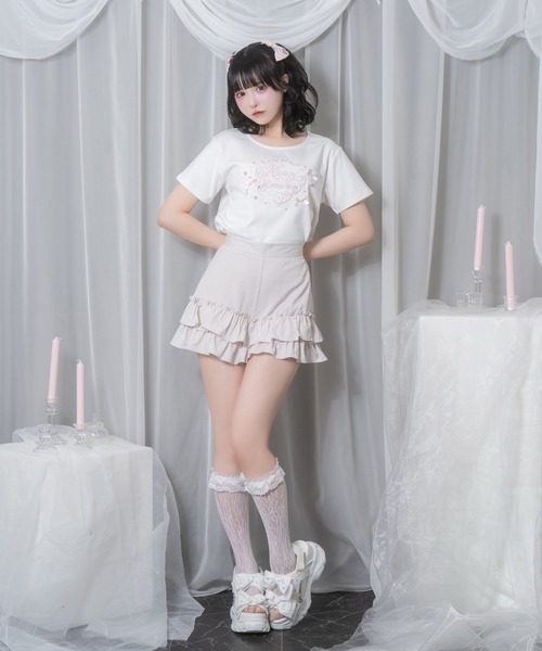 Honey Cinnamon（ハニーシナモン）の「ロゴ刺繍リボンパールTシャツ（Tシャツ/カットソー・レディース・ブラック/ホワイト/ピンク・FREE）」の9枚目の写真