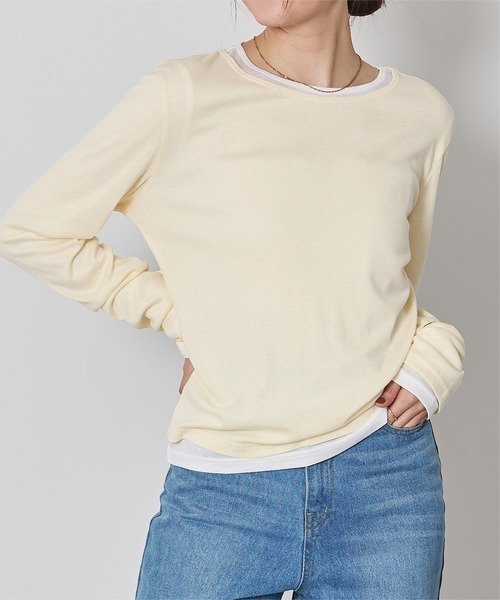 UR'S（ユアーズ）の「レイヤードトップスセット（Tシャツ/カットソー・レディース・グレー系その他/ブラック/イエロー/チャコール/ブラウン/杢グレー・L/M/S）」の6枚目の写真