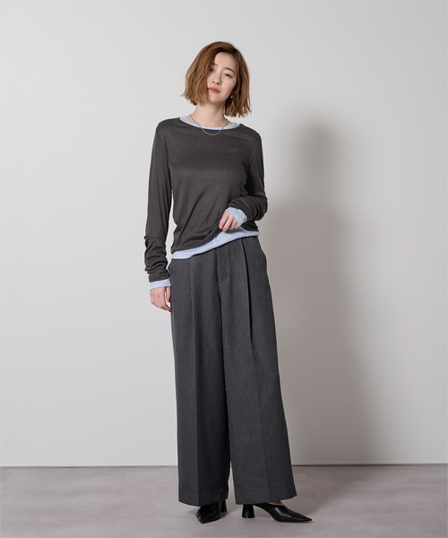 UR'S（ユアーズ）の「レイヤードトップスセット（Tシャツ/カットソー・レディース・グレー系その他/ブラック/イエロー/チャコール/ブラウン/杢グレー・L/M/S）」の10枚目の写真