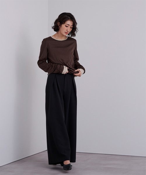 UR'S（ユアーズ）の「レイヤードトップスセット（Tシャツ/カットソー・レディース・グレー系その他/ブラック/イエロー/チャコール/ブラウン/杢グレー・L/M/S）」の19枚目の写真