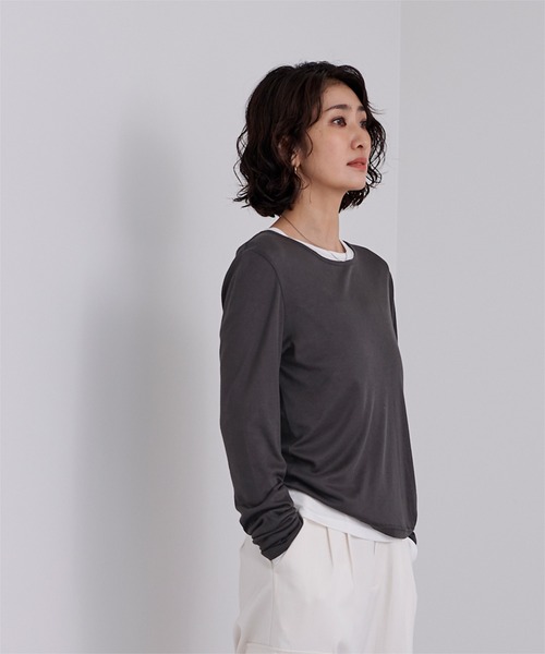 UR'S（ユアーズ）の「レイヤードトップスセット（Tシャツ/カットソー・レディース・グレー系その他/ブラック/イエロー/チャコール/ブラウン/杢グレー・L/M/S）」の18枚目の写真