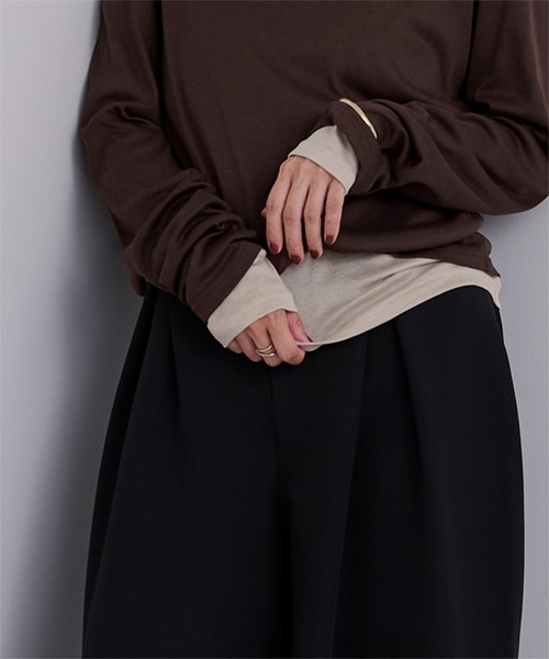 UR'S（ユアーズ）の「レイヤードトップスセット（Tシャツ/カットソー・レディース・グレー系その他/ブラック/イエロー/チャコール/ブラウン/杢グレー・L/M/S）」の20枚目の写真