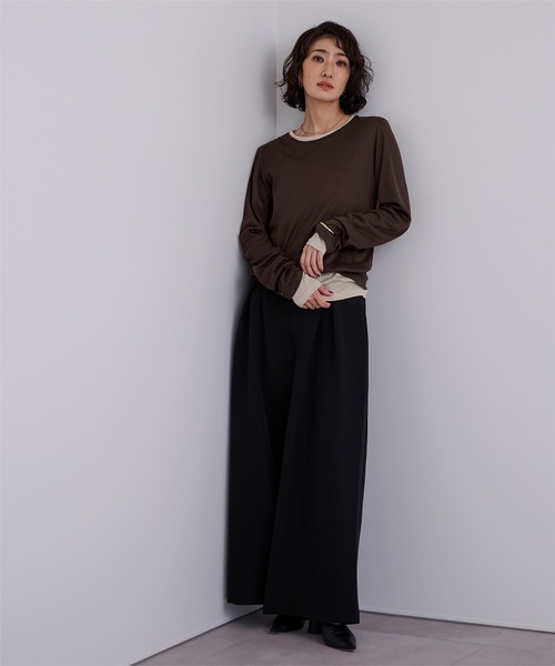 UR'S（ユアーズ）の「レイヤードトップスセット（Tシャツ/カットソー・レディース・グレー系その他/ブラック/イエロー/チャコール/ブラウン/杢グレー・L/M/S）」の21枚目の写真