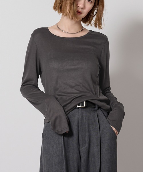 UR'S（ユアーズ）の「レイヤードトップスセット（Tシャツ/カットソー・レディース・グレー系その他/ブラック/イエロー/チャコール/ブラウン/杢グレー・L/M/S）」の14枚目の写真