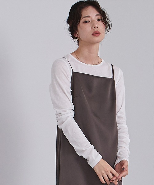 UR'S（ユアーズ）の「レイヤードトップスセット（Tシャツ/カットソー・レディース・グレー系その他/ブラック/イエロー/チャコール/ブラウン/杢グレー・L/M/S）」の8枚目の写真