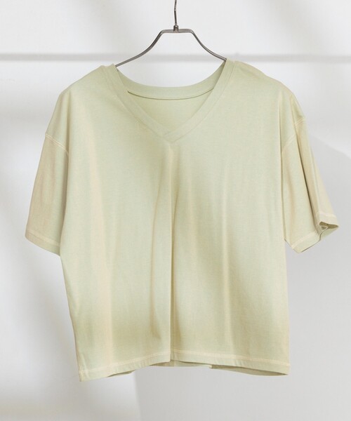 FREAK'S STORE(フリークスストア)の「<接触冷感>メランジ 2WAY VネックTシャツ/配色ステッチTシャツ【限定展開】(Tシャツ/カットソー・レディース・チャコールグレー/ブルーグリーン/サックスブルー・フリ-)」の3枚目の写真