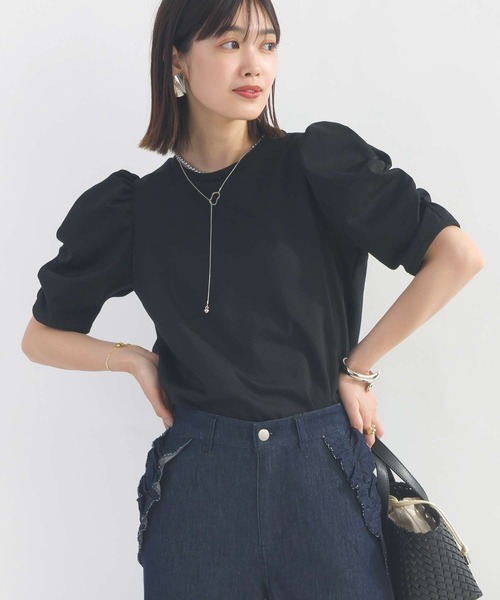 PICCIN(ピッチン)の「袖ギャザーカットソー(Tシャツ/カットソー・レディース・ブラック/オフホワイト/ホワイト系その他/アイボリー/モカ・M)」の2枚目の写真