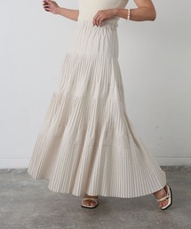 タフタコーティング加工プリーツティアードスカート