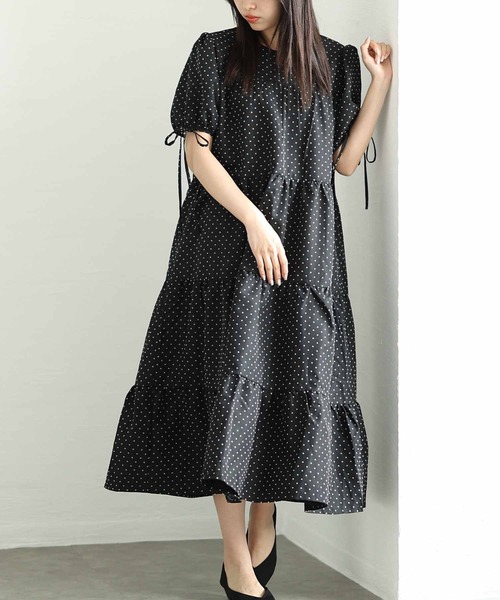 Sawa a la mode（サワアラモード）の「ティアードワンピース（ワンピース・レディース・ドット/ブラック・FREE）」の2枚目の写真
