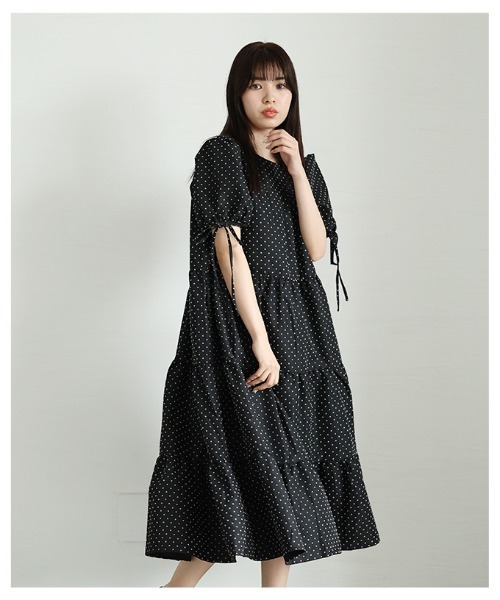 Sawa a la mode（サワアラモード）の「ティアードワンピース（ワンピース・レディース・ドット/ブラック・FREE）」の6枚目の写真
