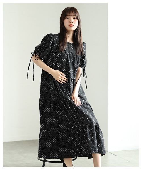 Sawa a la mode（サワアラモード）の「ティアードワンピース（ワンピース・レディース・ドット/ブラック・FREE）」の10枚目の写真